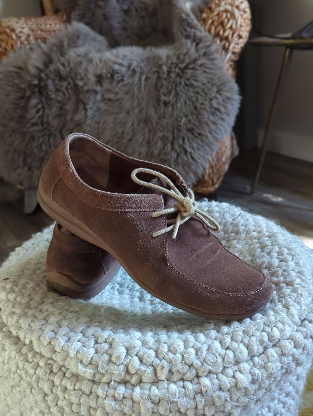 Women's Brown Suede Lace-Up Casual Moc